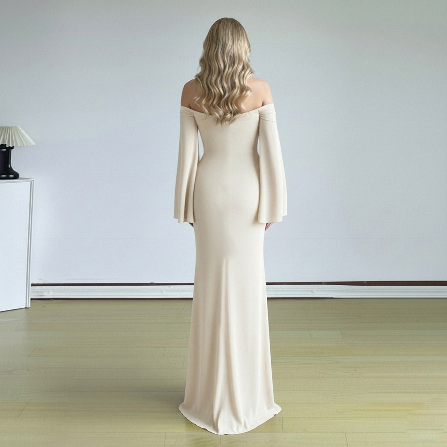 Strapless Low-Cut Floor-Length Dress
