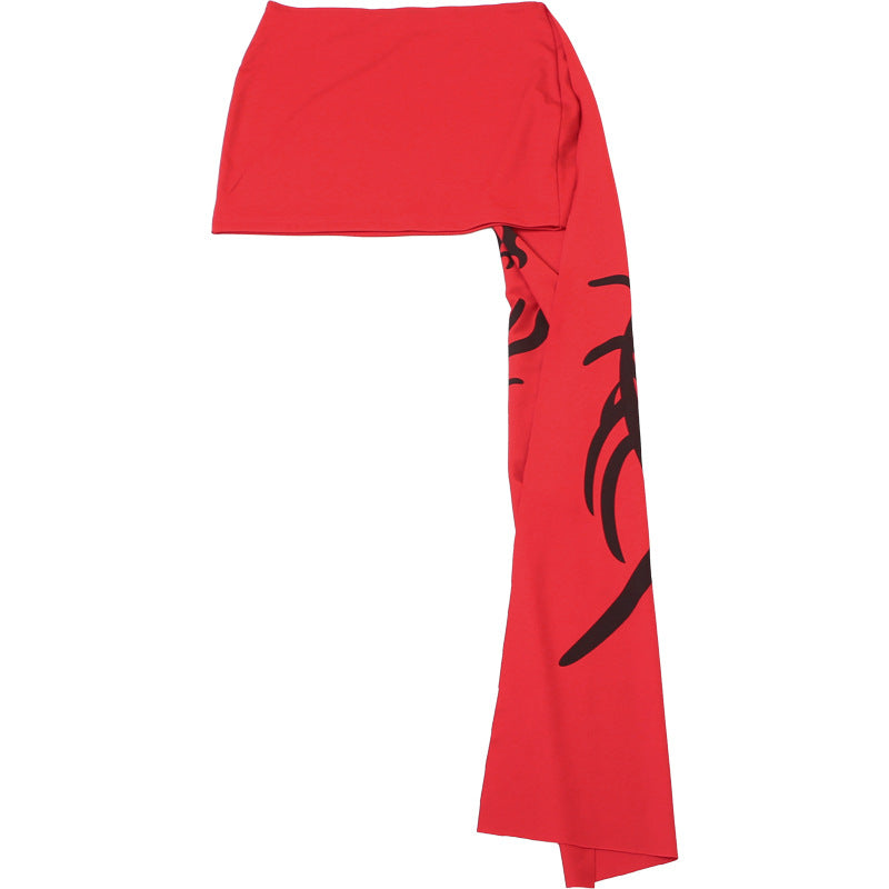 Short Skirt With Small Flowing Ribbons Around The Waist