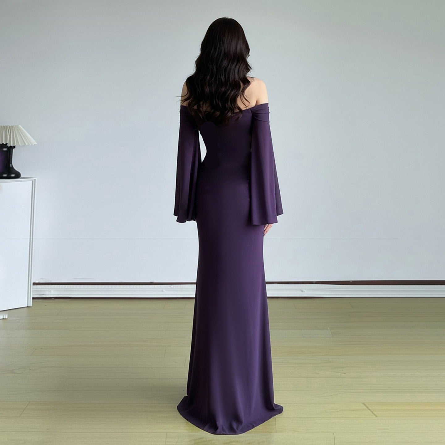 Strapless Low-Cut Floor-Length Dress