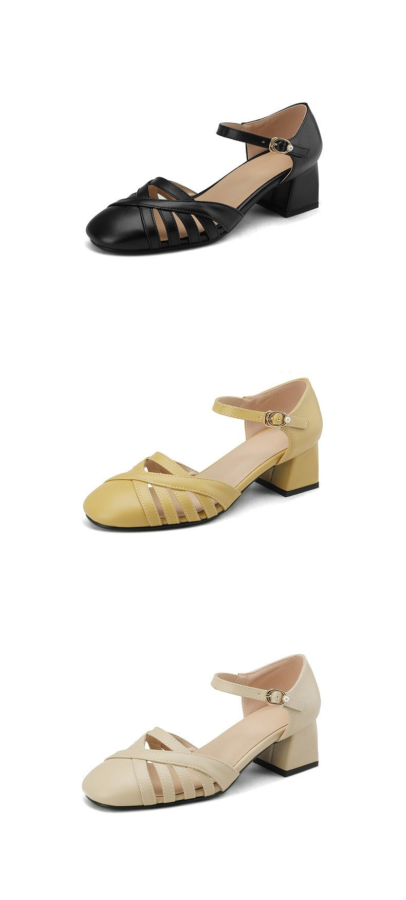 Green Comfy Hollow Out Splicing Buckle Strap Chunky Sandals