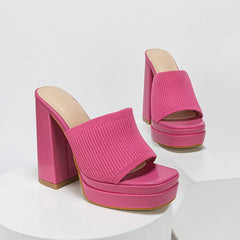Printed Chunky Heeled Platform Sandals