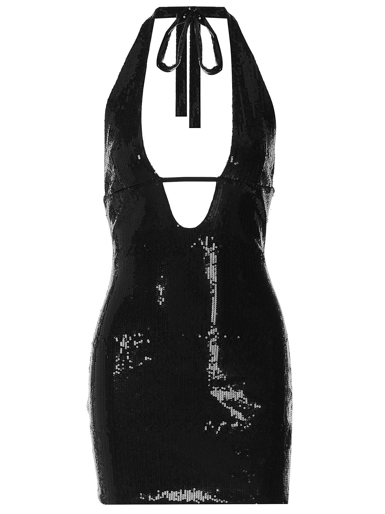 Deep V Neckline Low-Cut Dress With A Fitted Bodice