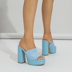 Printed Chunky Heeled Platform Sandals