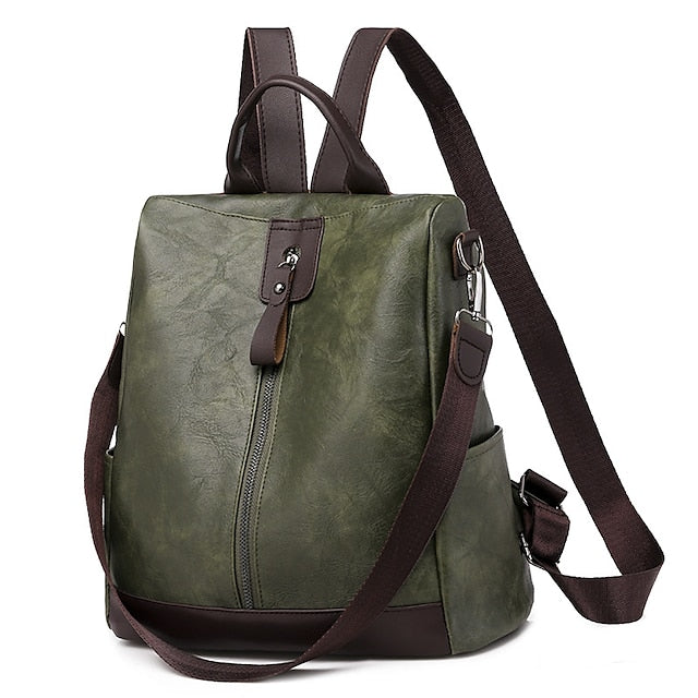 Convertible Backpack Faux Leather Caramel Purse