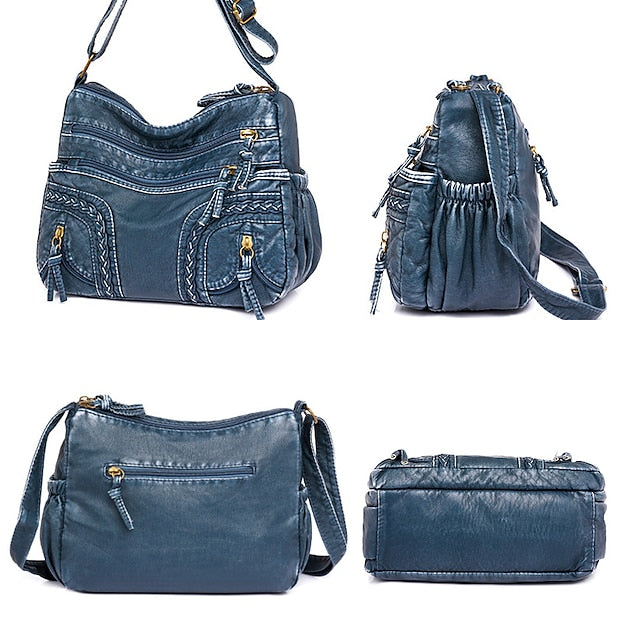 Leather Faux Shoulder Brown Vintage Bag Boho