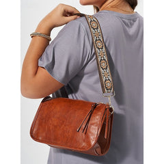 Bag Adjustable Leather Brown Faux Shoulder with