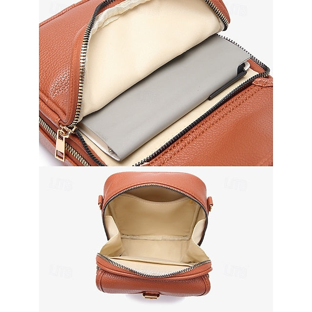 Bag Front Brown with Faux Vintage Leather Crossbody