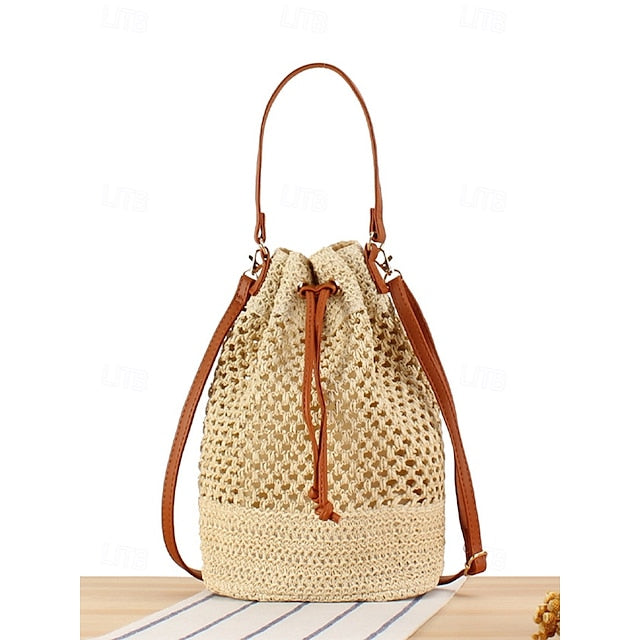 Bag - with Tote Summer Woven Drawstring Stylish Bucket