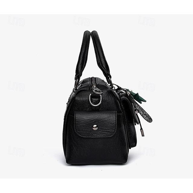 Stylish Large Blue Leather Handbag Faux