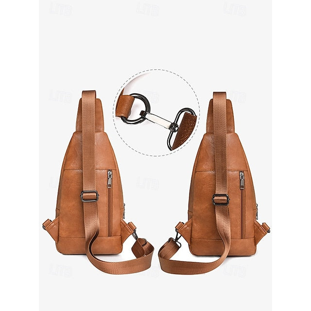 with Sling Faux Brown Bag Leather Crossbody