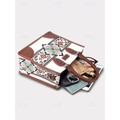 and Set Ethnic Leather Faux Handbag Canvas with