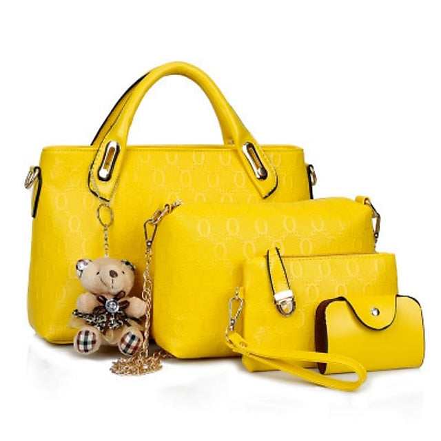 4 Bag Leather Purse PU Pieces Set