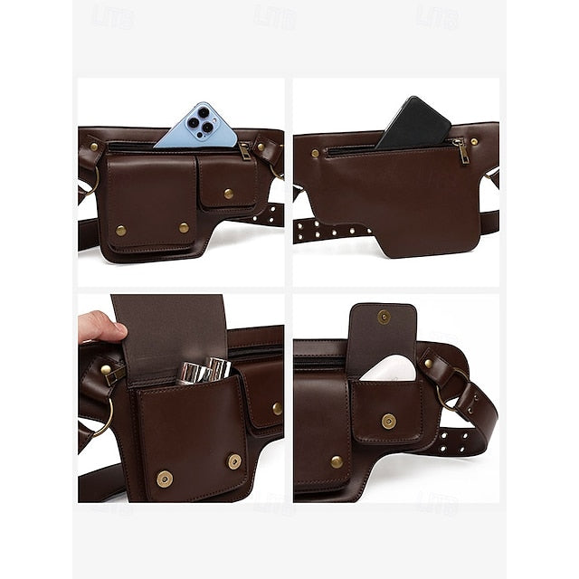 Utility Bag with Vintage Belt Leather Faux