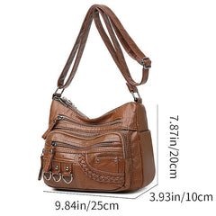 Multiple Crossbody with Vintage Leather Faux Bag