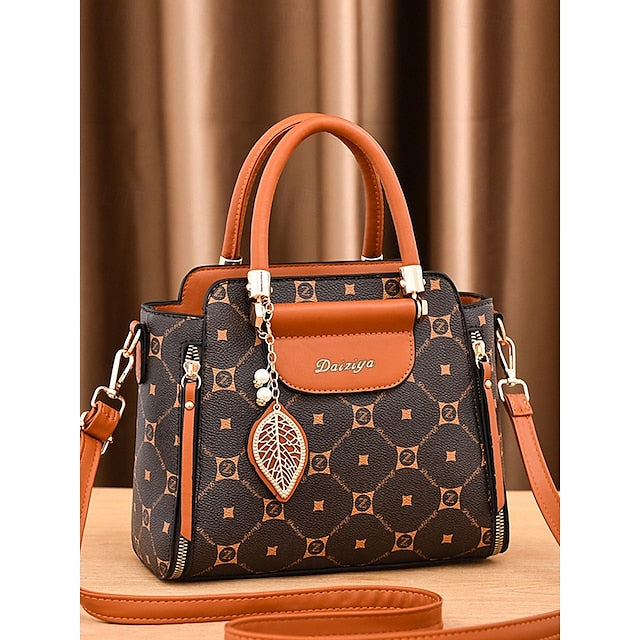 Accents Elegant Faux with Red and Leather Handbag