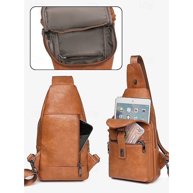 with Sling Faux Brown Bag Leather Crossbody