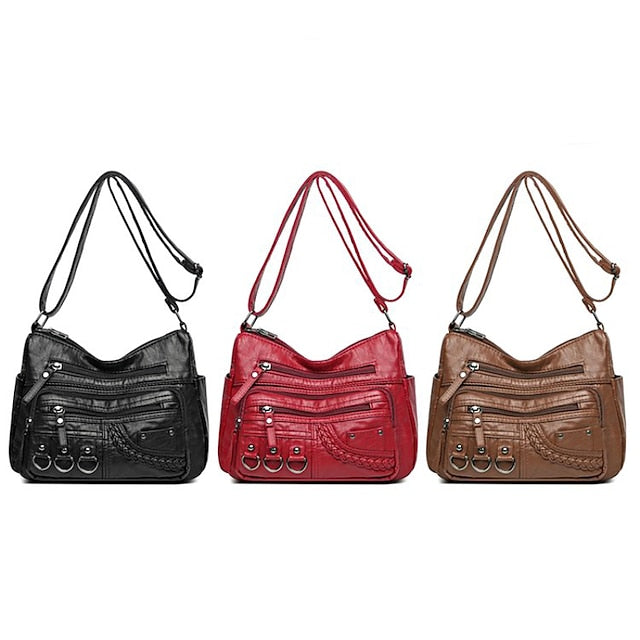 Multiple Crossbody with Vintage Leather Faux Bag