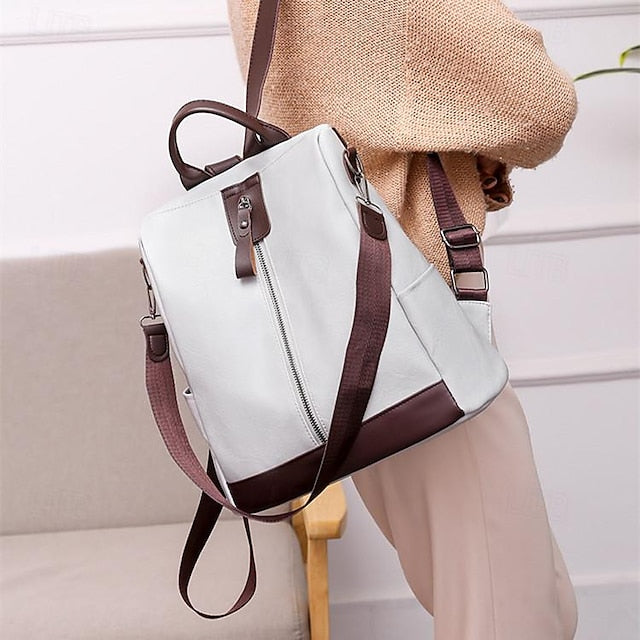 Convertible Backpack Faux Leather Caramel Purse