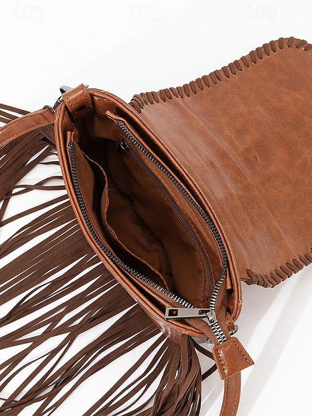 Faux Leather Shoulder Multi-Pocket - Crossbody Bag