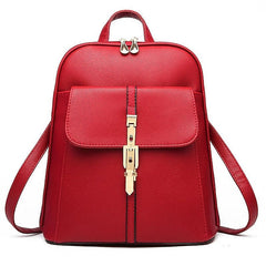 Lock Black Leather Faux Purse Backpack with Gold
