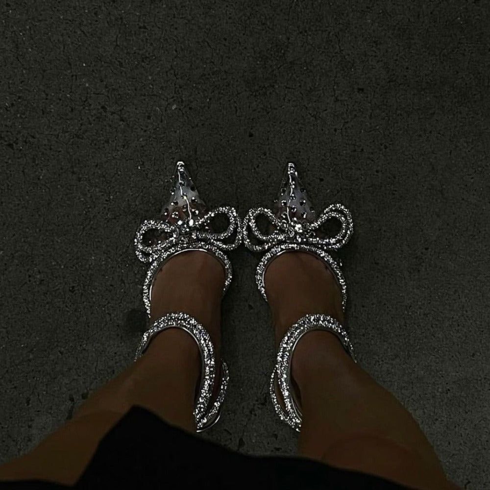 Martinis Double Bow Crystal Embellished Heels