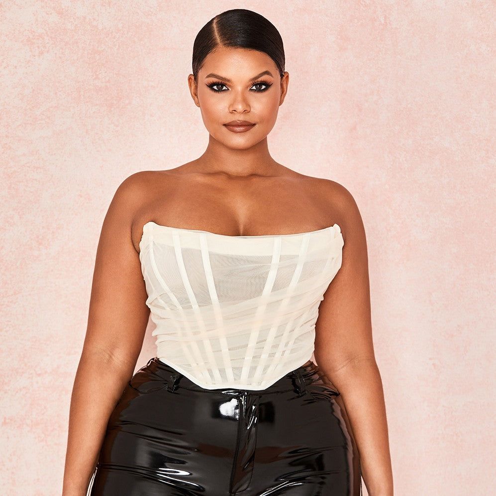 Pretty Perfect Mesh Corset Crop Top