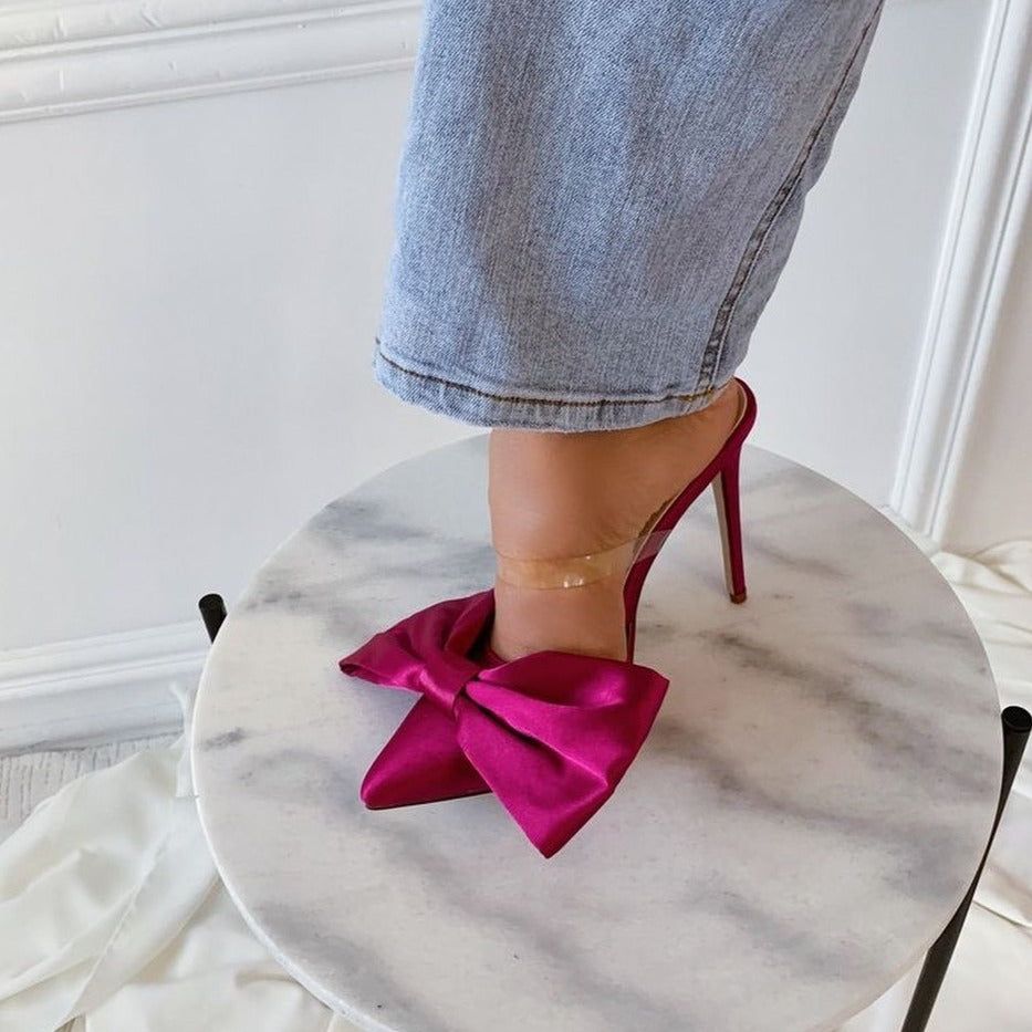 Stellar Big Bow Satin Stiletto Heels