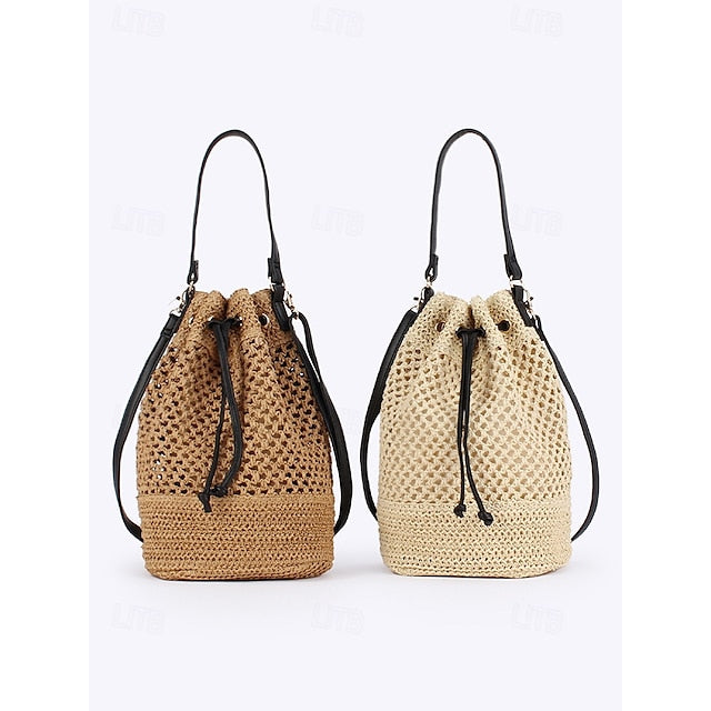 Bag - with Tote Summer Woven Drawstring Stylish Bucket