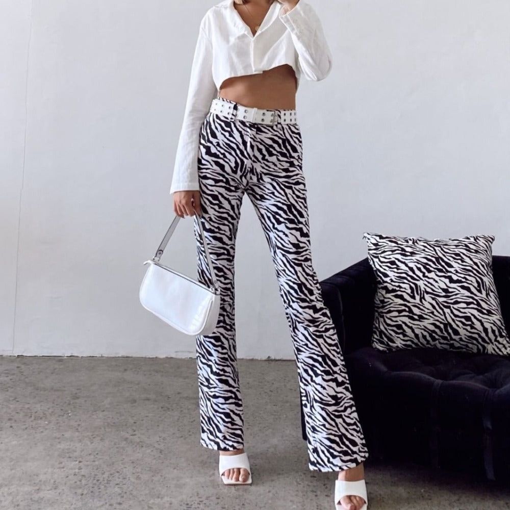 This Is Espionage – Hose mit Zebra-Print und hoher Taille