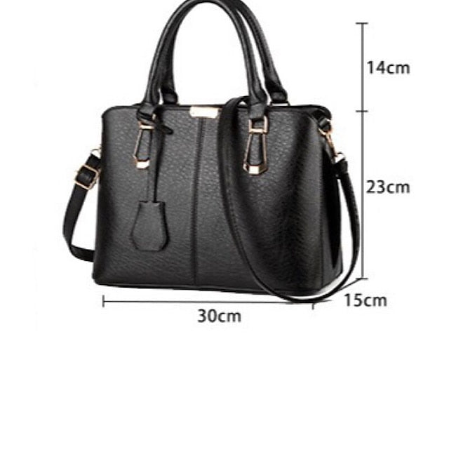 Elegant Faux Leather Structured Handbag Green