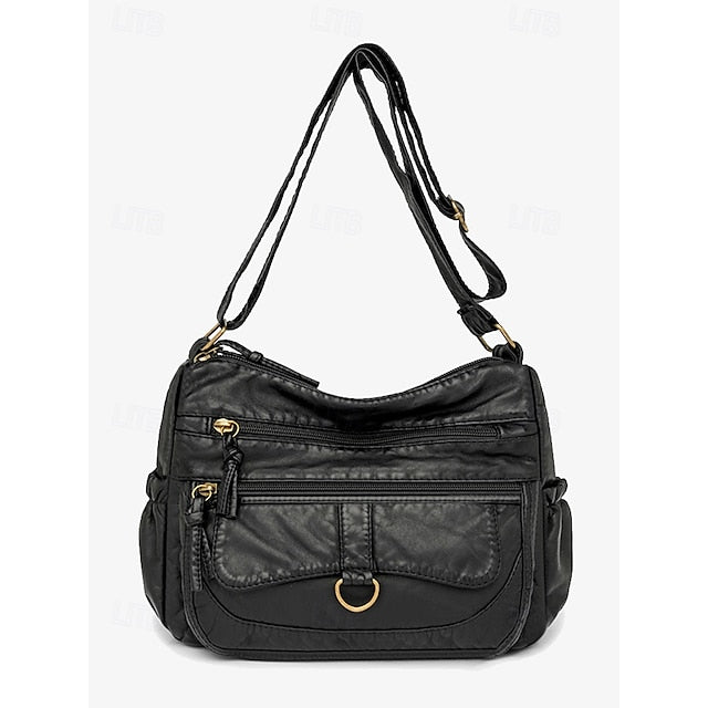 Crossbody Brown Vintage Faux Bag with Leather