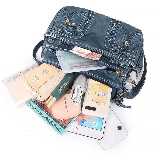 Leather Faux Shoulder Brown Vintage Bag Boho