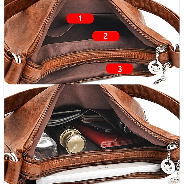Bag - Leather Faux Hobo Vintage-Brown