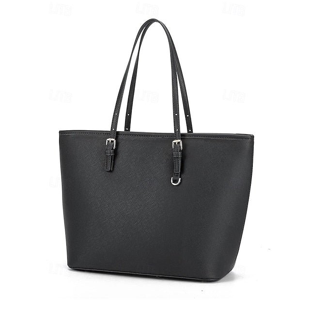 Faux Brown Leather Large Bag Classic Tote -