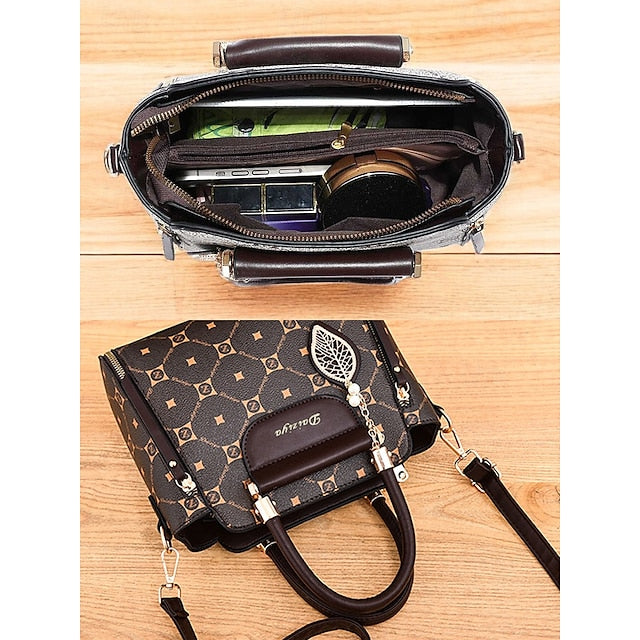 Elegant Accents Leather Faux and Red Handbag with