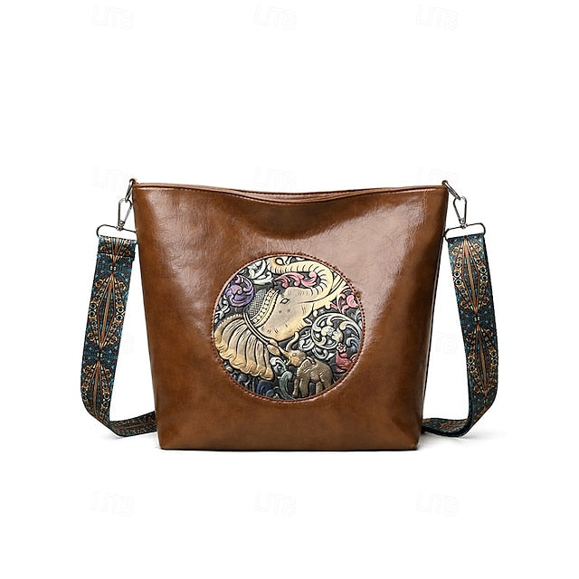 Bag Elephant Shoulder Boho Vintage Embossed