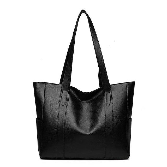 Bag Black Leather Large Faux Tote Stylish