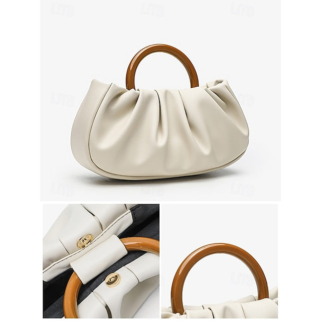 Clutch Faux with Bag Leather Acrylic Tote Pleated