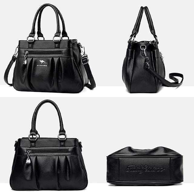 PU Leather Daily Handbag Holiday Boston Bag Zipper