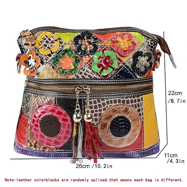 Shoulder Bohemian - Bag Patchwork Leather Colorful