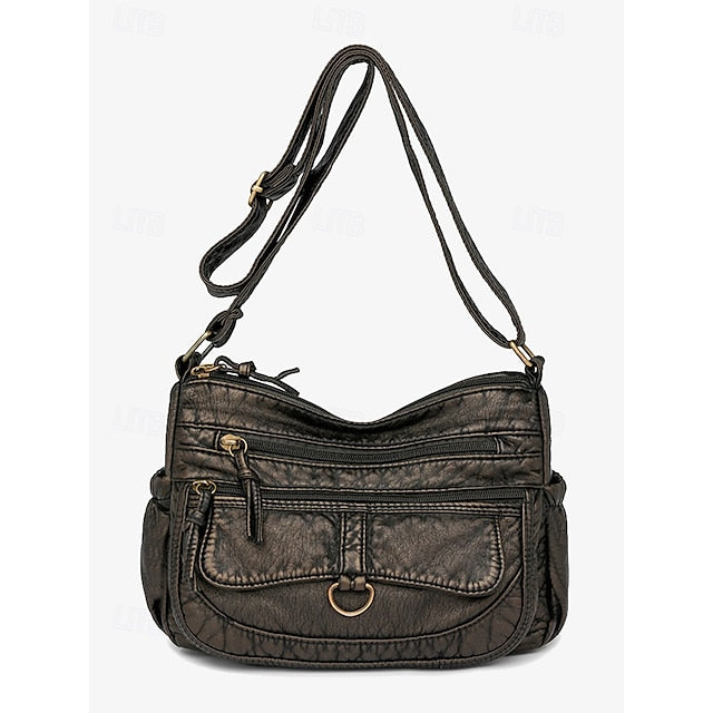 Crossbody Brown Vintage Faux Bag with Leather
