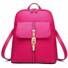 Lock Black Leather Faux Purse Backpack with Gold