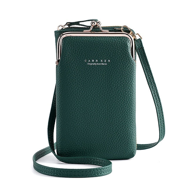 Bag Gold Faux with Frame Leather Black Crossbody