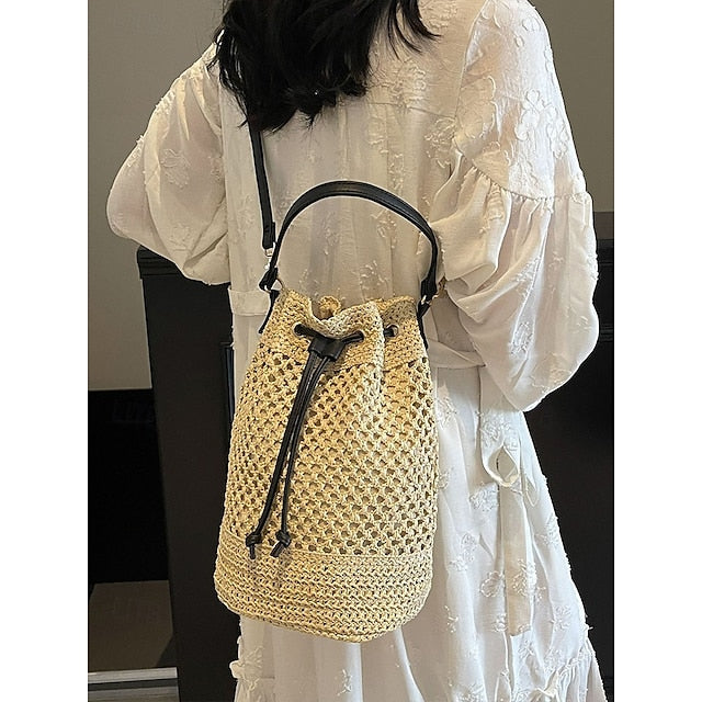 Bag - with Tote Summer Woven Drawstring Stylish Bucket