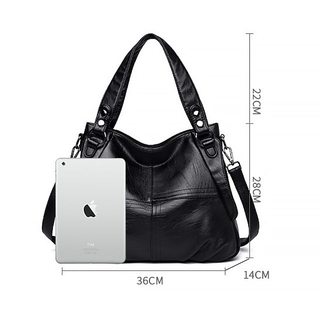 Bag Burgundy Faux Large Leather Shoulder