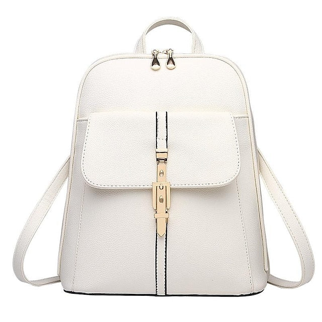 Lock Black Leather Faux Purse Backpack with Gold