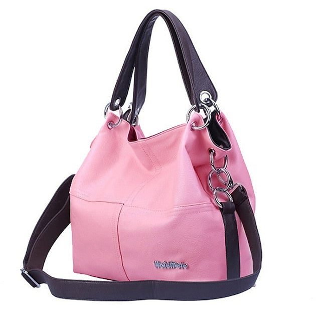 Casual Handbag with Canvas Leather Straps