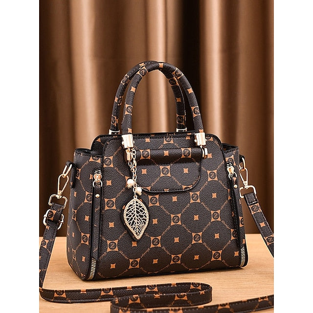 Elegant Accents Leather Faux and Red Handbag with