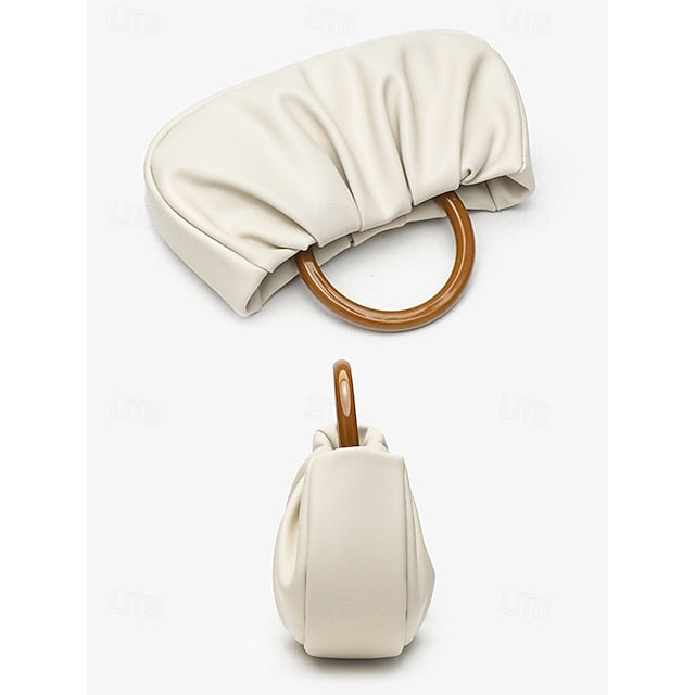 Clutch Faux with Bag Leather Acrylic Tote Pleated