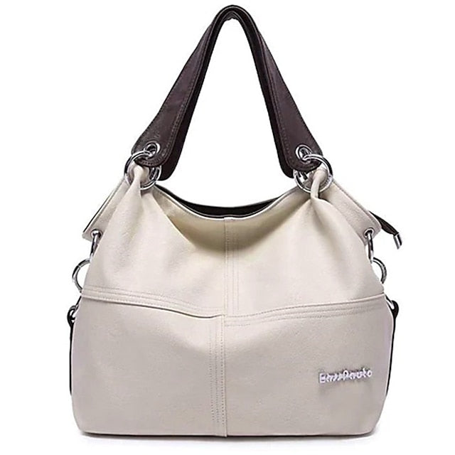 Casual Handbag with Canvas Leather Straps